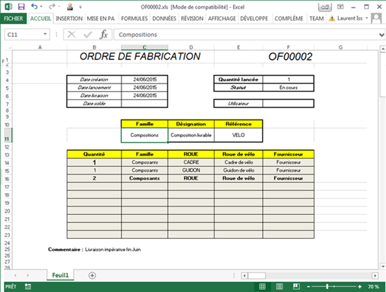 Order of production 2