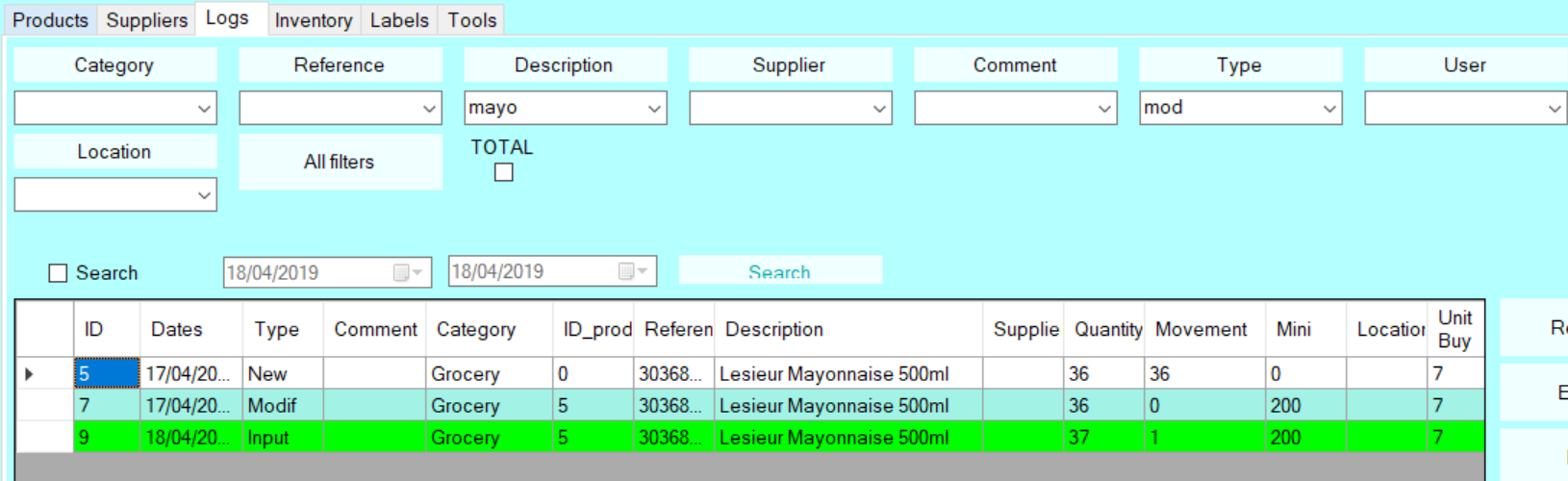 SIM log search